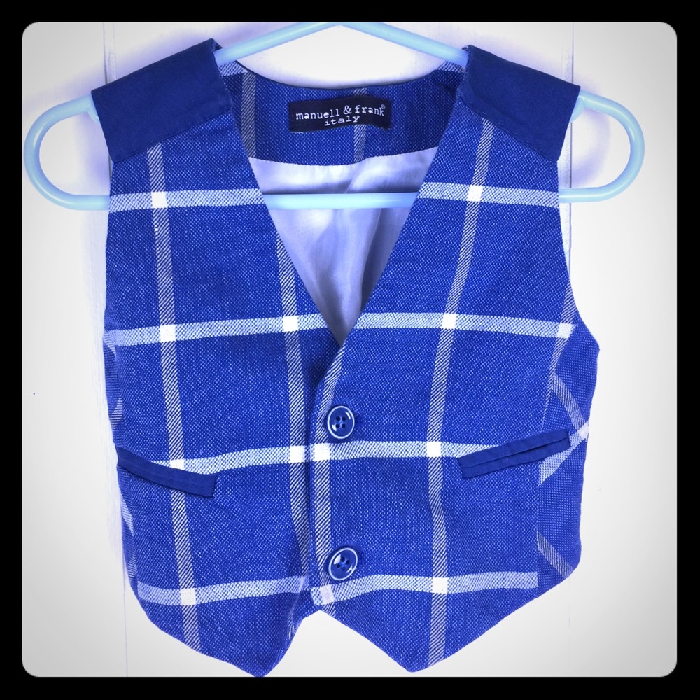 Manuell and Frank Italy Plaid Blue High End Vest